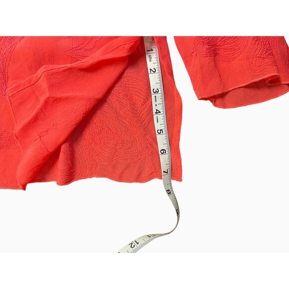 Chicos Womens 2 US 12 Coral Flowy Embroidered Sheer Long Sleeve Lightweight Top - Picture 8 of 11